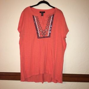 Style & Co Beaded Orange Shirt